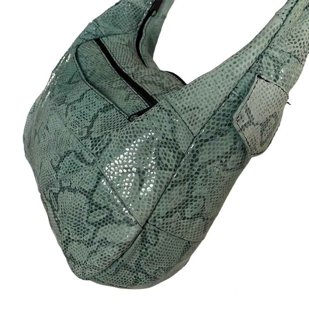Mint Snakeskin Print Hobo Bag w Silver Sprinkle of Shimmering Fairy Dust Perfect
